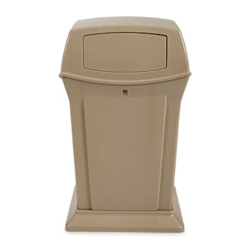 Rubbermaid Commercial Product Ranger 45 Gal Trash Can With 2 Doors Beige