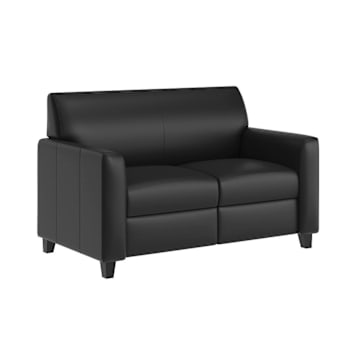 Flash Furniture Agent Black Leathersoft Reception Loveseat With Charging Bank