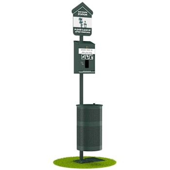 Fur Essentials Pet Station Kit Foot Pedal Bag Dispensr Can Pole Glow-N-Dark Sign