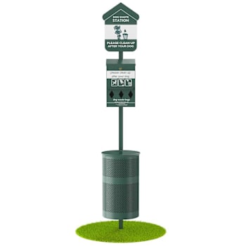 Fur Essentials Pet Station Kit Roll Bag Dispenser Lid Can Pole Glow-N-Dark Sign