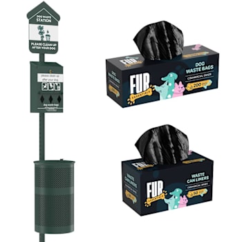 Fur Essentials Pet Waste Station Starter Kit - Roll Bag Dispenser Green