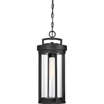 Satco Huron 1 Light Hanging Lantern With Clear Glass, Medium Base, Aged Bronze