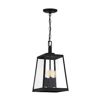 Image for Satco Halifax 4 Light Hanging Lantern With Clear Glass, Candelabra, Matte Black from HD Supply