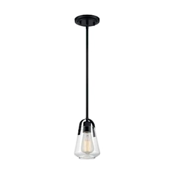 Image for Satco Skybridge 1 Light Mini Pendant With Clear Glass, Medium Base, Matte Black from HD Supply