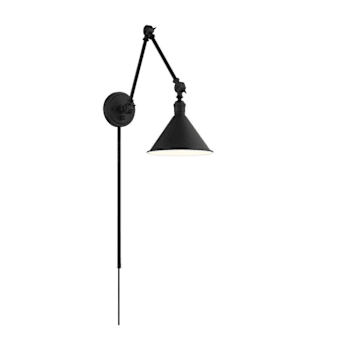 Image for Satco Delancey Swing Arm Fixture With Switch, Medium Base, Matte Black from HD Supply