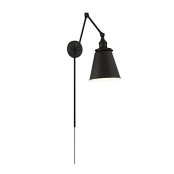 Image for Satco Bayard Swing Arm Fixture With Switch, Medium Base, Matte Black from HD Supply
