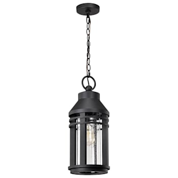 Image for Satco Wilton 1 Light Hanging Lantern With Clear Seeded Glass, Matte Black from HD Supply
