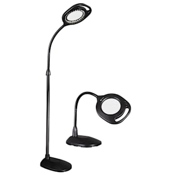 Advantus Ottlite 2-In-1 LED Magnifier Floor & Table Light, Clearsun, Black