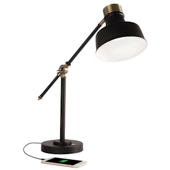 Advantus Ottlite Balance 18" LED Desk Lamp With USB Charging, Black