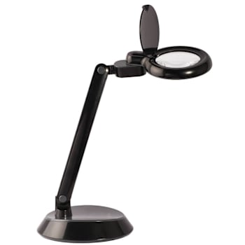 Advantus Ottlite Space-Saving LED Magnifier Desk Lamp, Clearsun, Black