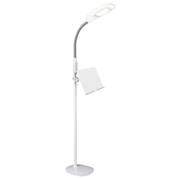 Advantus Ottlite LED Floor Lamp With USB And Tablet Stand, Clearsun, White