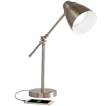 Advantus Ottlite Harmonize 19" LED Desk Lamp With USB Charging, Brushed Nickel