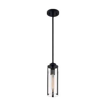 Image for Satco Marina 1 Light Mini Pendant With Clear Glass, 60 Watts, Matte Black from HD Supply