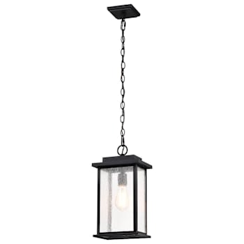 Satco Sullivan 1 Light Hanging Lantern With Clear Seeded Glass, Matte Black