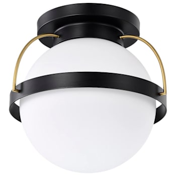 Image for Satco Lakeshore 1 Light Flush Mount Fixture With White Opal Glass, Matte Black from HD Supply