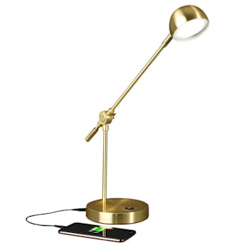 Advantus Ottlite Direct 18" LED Desk Lamp With USB Charging, Brass