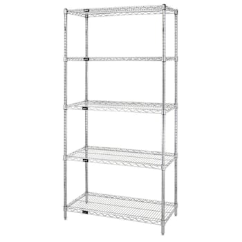 Quantum Storage Systems 5 Wire Shelf Starter Kit, 18" X 30" X 74", Chrome
