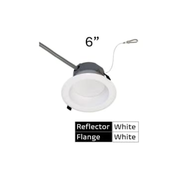 Halco 6" Commercial Downlight, Selectable Lumen & Cct, Dimmable, White Flange