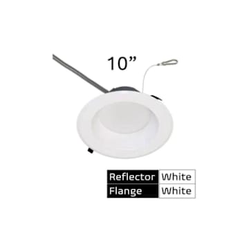 Halco 10" Commercial Downlight, Selectable Lumen & Cct, Dimmable, White Flange
