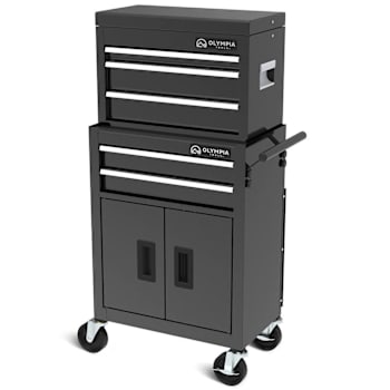 Olympia Tools 5-Drawer Steel Tool Chest And Cabinet Combo, Black, 20"W X 12"D