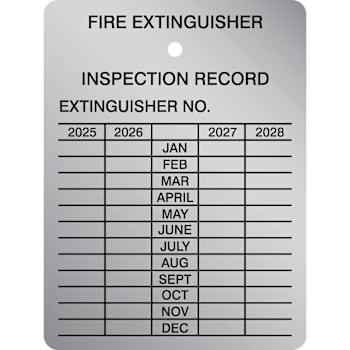 Accuform Fire Extinguisher 4 Year Inspection Tag 3 X 2.25" Package Of 5