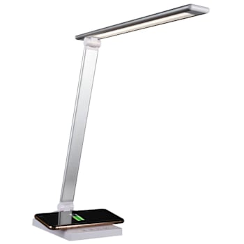 Advantus Ottlite Entice LED Desk Lamp With Wireless Charging, White And Silver
