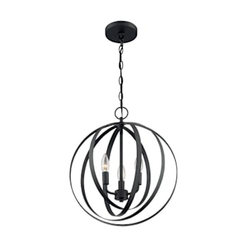 Image for Satco Pendleton 3 Light Pendant, Candelabra Base, Matte Black from HD Supply