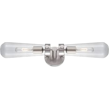 Satco Beaker 2 Light Wall Sconce With Clear Glass, Medium Base, Brushed Nickel