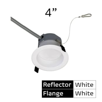 Halco 4" Commercial Downlight, Selectable Lumen & Cct, Dimmable, White Flange