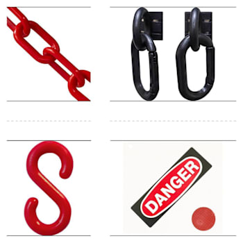 Mr. Chain Danger Sign Kit 6 Red Plastic Safety Chain