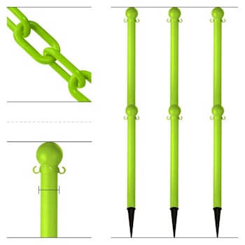 Mr. Chain Safety Green Ground Poles Chain Kit Package Of 6