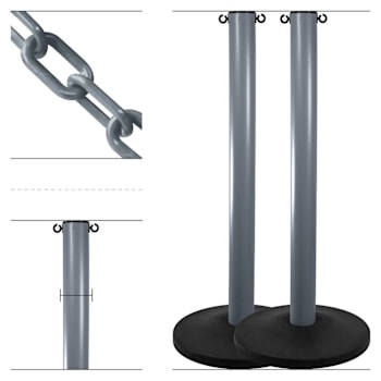 Mr. Chain Silver 3" Hd Industrial Stanchion Kit Package Of 2