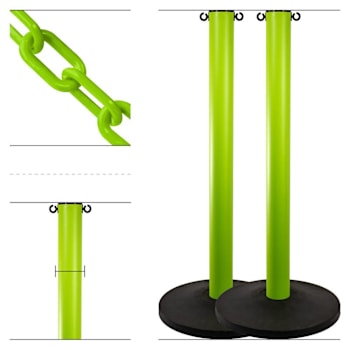 Mr. Chain Safety Green 3" Hd Industrial Stanchion Kit Package Of 2