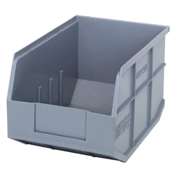 Quantum Storage Systems Stackable Shelf Bin, 12" X 8-1/4" X 7", Gray, Case Of 6