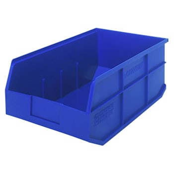 Quantum Storage Systems Stackable Shelf Bin, 18" X 11" X 7", Blue, Case Of 6