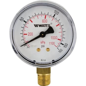 Image for Watts 1/4" Lead Free Pressure Gauge 0 To 160 Psi from HD Supply