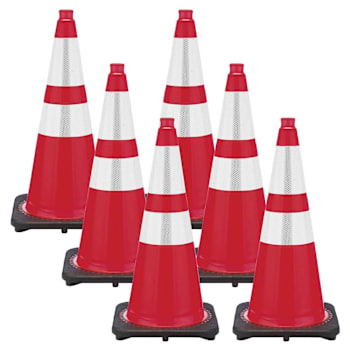 Mr. Chain 28" Red Reflective Traffic Cones Package Of 6