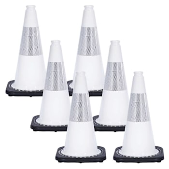 Mr. Chain 18" White Reflective Traffic Cones Package Of 6