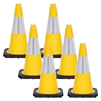Mr. Chain 18" Yellow Reflective Traffic Cones Package Of 6