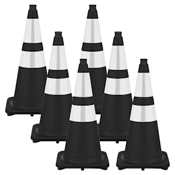 Mr. Chain 28" Black Reflective Traffic Cones Package Of 6