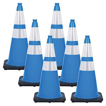 Mr. Chain 28" Sky Blue Reflective Traffic Cones Package Of 6