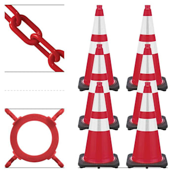 Mr. Chain 28" Red Reflective Traffic Cone And Chain Kit