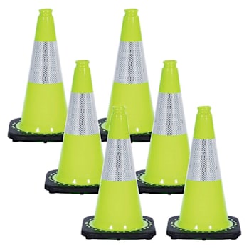 Mr. Chain 18" Safety Green Reflective Traffic Cones Package Of 6