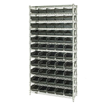 Quantum Storage Systems 12 Wire Shelf Unit With 55 Conductive Bins, 24"X36"X74"