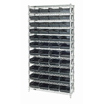Quantum Storage Systems 12 Wire Shelf Unit With 44 Conductive Bins, 18"X36"X74"
