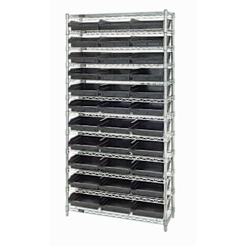 Image for Quantum Storage Systems 12 Wire Shelf Unit With 33 Conductive Bins, 18"X36"X74" from HD Supply