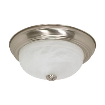 Image for Satco 13" 2-Light Flush Mount Ceiling Fixture, Alabaster Glass, Brushed Nickel from HD Supply