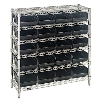Quantum Storage Systems 6 Wire Shelf Unit With 20 Conductive Bins, 12"X36"X36"