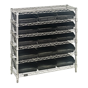 Quantum Storage Systems 6 Wire Shelf Unit With 15 Conductive Bins, 12"X36"X36"
