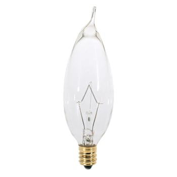 SATCO 25 Watt Ca8 Incandescent Bulb, Dimmable, Candelabra, Clear, Case Of 25